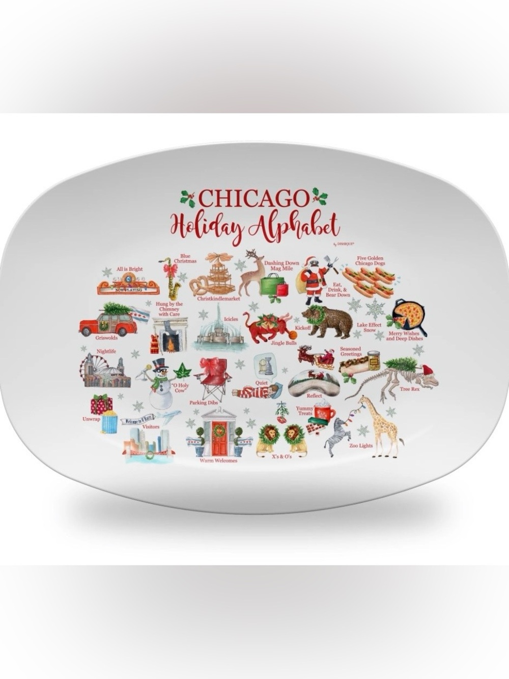 Chicago Holiday Alphabet 14” Decoware Polymer Platter